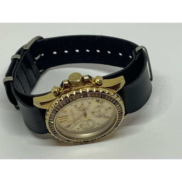Michael Kors MK5874 Womens Black Leather Analog Ch main image 9